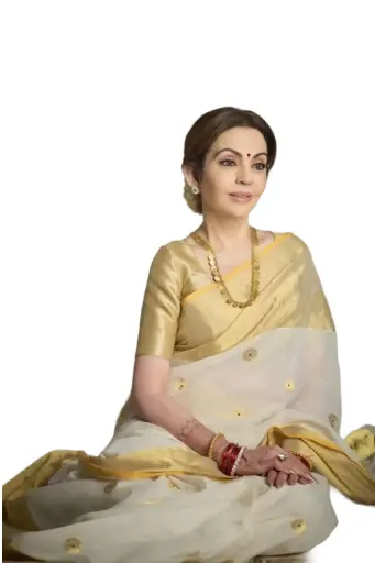 Nita Ambani Inspired Banarasi Tissue Silk Saree | White with Gold