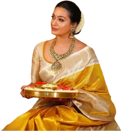 Kanjivaram Tissue Silk Saree | Traditional Saree | Yellow